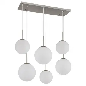 Светильник подвесной KOP E27 1 шт. Подвесной светильник с опаловым стеклом, вид альбастра Nowa, серебристый