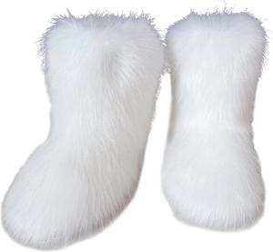 Женские сапоги FUNCOS из искусственного меха, теплые, пушистые, для зимних и хэллоуинских костюмированных вечеринок, White