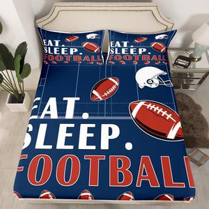 Erosebridal Комплект постельного белья American Football с футбольной тематикой для мальчиков и девочек в темно-синем цвете, Navy Blue