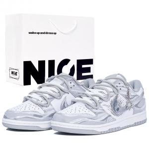 Nike Туфли для скейтбординга Dunk Abrasion Resistant Low top Unisex Silver Gray