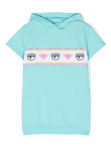Chiara Ferragni Kids платье Eyelike с капюшоном, синий