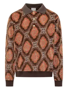 Велюровое поло с узором Drôle De Monsieur, коричневый