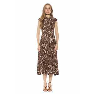 Женское платье миди с воротником и пуговицами Alexia Admor, Brown Polka