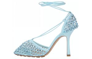 Туфли на высоком каблуке женские синие Bottega Veneta