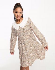 Мини-платье с цветочным принтом и воротником «Питер Пэн» Influence, мультиколор