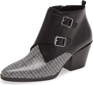 Женские закрытые ботильоны YDN с заостренным носком, боковой молнией, низким массивным каблуком, двойным ремешком и заклепками, для свиданий и офиса, размеры 4-15 US, Black