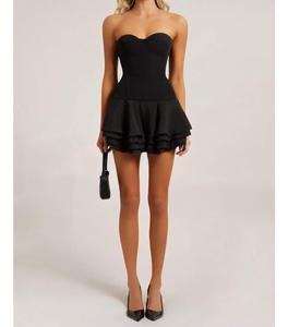 Женское мини-платье-корсаж из шифона с расклешенной юбкой Heiress Beverly Hills, Black