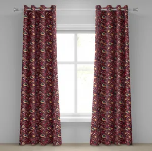 Штора на люверсах ABAKUHAUS с узором пейсли, современный узор пейсли с графическим принтом в этническом стиле, декоративные двухпанельные шторы, 280 см x 175 см, разноцветные Abakuhaus