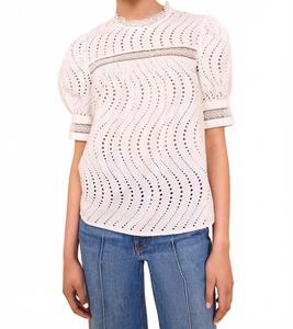 Блузка с короткими рукавами и кружевным воротником из Вирджинии в безупречном состоянии Ulla Johnson, Pristine