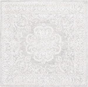 Ковер SAFAVIEH, 183 x 183 см, Precious Collection — Grey & Ivory, ручной работы из шерсти и бамбукового шелка, идеален для помещений с высокой проходимостью в гостиной, спальне (PRE305F)