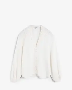 Женская блузка с V-образным вырезом и оборкой Scalpers, белый