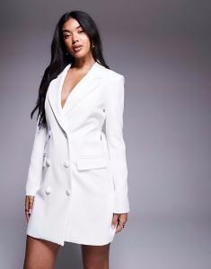 Платье-блейзер River Island с бантом на спине белого цвета