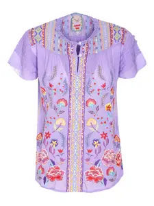 Рубашка Agnes Lafaret с вышивкой Johnny Was, фиолетовый