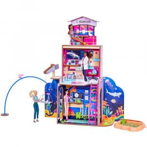 KidKraft 2-в-1 Деревянный кукольный домик для пляжа и спасательного центра с 50 аксессуарами, песком и животными, мультиколор