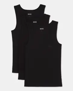 Комплект из трёх мужских маек чёрного цвета Boss, черный