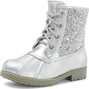 Ботинки DREAM PAIRS для девочек с блестками, на щиколотку, теплые и мягкие, с бархатной подкладкой и боковой молнией для малышей/детей постарше/подростков, Sliver