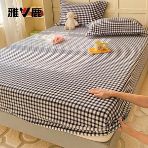 Yalu Комплект постельного белья из 3 предметов (простыня на резинке 180х200 см, 2 наволочки), молочный вельвет, антистатик, цвет Nanyang-Black And White Plaid