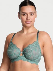 Великолепный бюстгальтер Victoria's Secret из кружева без подкладки с полной чашкой Dream Angels, lace arctic green