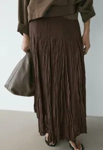 Длинная струящаяся юбка-годе Massimo Dutti, Mottled Dark Brown