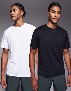 Тренировочная футболка с быстросохнущими компонентами, комплект из 2 пар, черно-белого цвета 4505