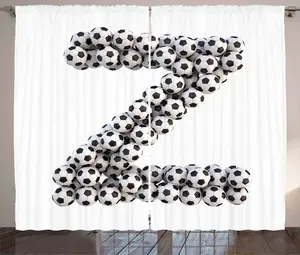 Штора ABAKUHAUS Заглавная буква Z в деревенском стиле, последняя буква алфавита, универсальные ленточные шторы для гостиной с петлями и крючками, 280 x 245 см, черно-белая Abakuhaus