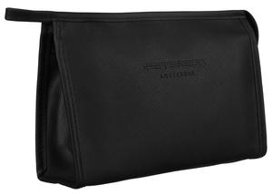 Большая черная женская косметичка из экологической кожи PETERSON вместительная косметичка