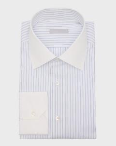 Мужская классическая рубашка из хлопка в полоску Stefano Ricci, цвет White  Blue