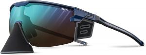 Очки Julbo Ultimate Cover Glacier для мужчин и женщин со съемными боковыми и носовыми щитками для походов и сноубординга - 100% защита от УФ-излучения, Blue Frame - Light Brown W/ Blue Mirror Lens (Reactiv 2-4)