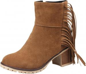 Женские ботильоны DIYCAM с кисточками на каблуке, модные повседневные ретро короткие ботинки на танкетке, с круглым носком, на молнии, римские ботильоны, Khaki