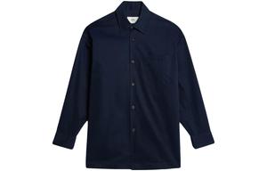 Футболка Ami Paris с принтом логотипа и длинными рукавами на пуговицах AMIPARIS, синяя