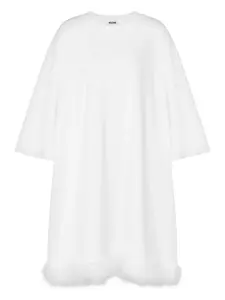 Платье с короткими рукавами и перьями Moschino, белый