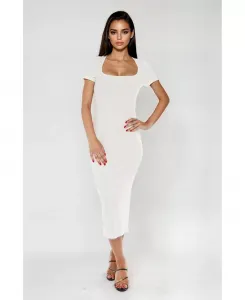 Женское платье-футболка макси с квадратным вырезом Bebe, белый