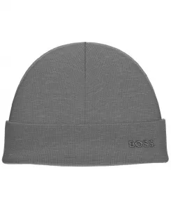 Мужская шапка-бини с логотипом в стиле вафельной вязки Hugo Boss, серый