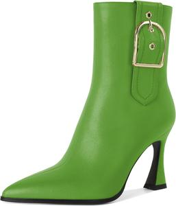 Женские ботильоны на высоком каблуке-стилет с боковой молнией, с острым носком, для работы и официальных мероприятий, стильные модные ботильоны на каблуке 3,5 дюйма Younton, Matte Olive Green