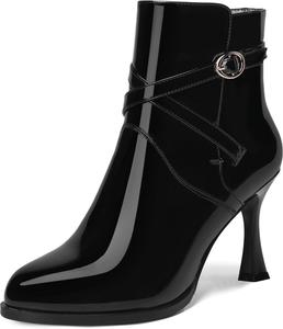 Женские вечерние ботильоны MOVINSTEPS с блестящей пряжкой, застежкой на щиколотке, круглым носком, сексуальными туфлями-лодочками на шпильке, высота каблука 3,3 дюйма