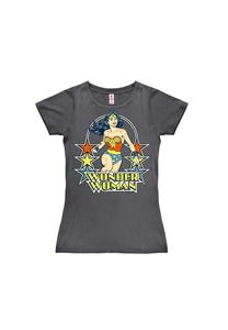 Новая футболка для девочек DC - Чудо-женщина - Звезды LOGOSHIRT, темно-серый