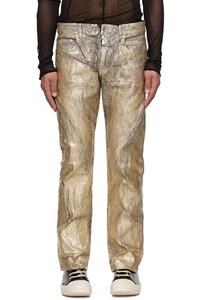 Голливудские рабочие джинсы Headon Rick Owens, золотой