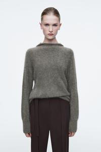 Толстовка с капюшоном из матового кашемира COS, цвет Zielonoszary