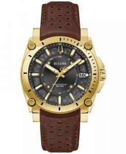 Мужские часы Precisionist Icon с коричневым кожаным ремешком, 40 мм Bulova