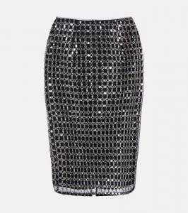 Украшенная миди-юбка Rotate, Black