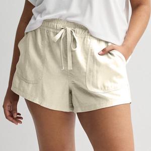 Юниорские льняные шорты на резинке с низкой посадкой плюс сайз So, цвет white oak