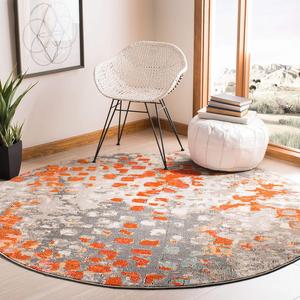 Ковер SAFAVIEH, 275 x 275 см, Madison Collection Grey/Orange MAD425H в стиле бохо с абстрактным дизайном, не линяет, для столовой, прихожей, гостиной, спальни