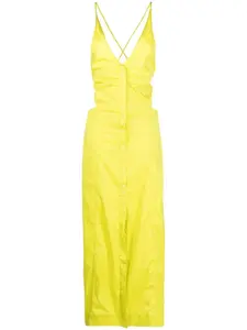 Платье с перекрестными бретелями Ganni, желтый