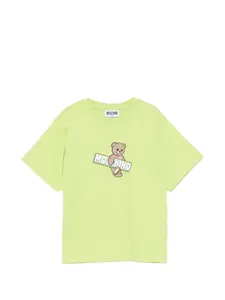 Футболка с графическим изображением медвежонка Moschino Kids, зеленый