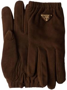 Перчатки с треугольным логотипом Prada, коричневый