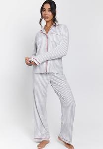 Пижамный комплект Loungeable STRIPED BUTTON DOWN LONG SLEEVE SET, Grey