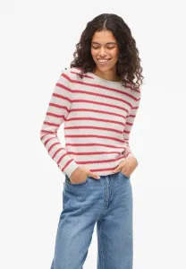 Джемпер в полоску vidalo с воротником-стойкой и длинными рукавами Vila, White Alyssum Stripes:Hibiscus