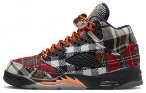 Jordan Air Jordan 5 Винтажные баскетбольные кроссовки женские, Black/Dark Obsidian/Total Orange