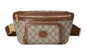 GUCCI Большая поясная сумка GG Supreme Canvas мужская коричневая/бежевая