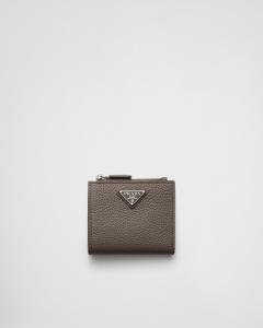 Маленький кожаный кошелек Prada, бамбуковый серый